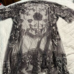 Purple flowered cover up/sweater